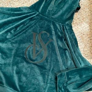 Victoria’s Secret green velour half zip crop jacket